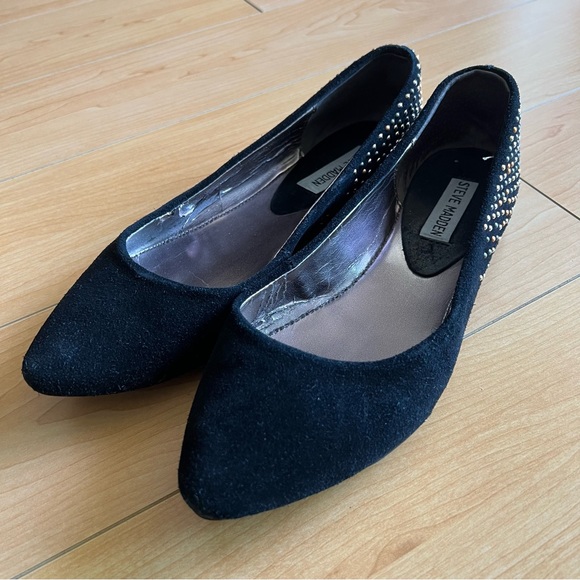 Women’s Black Sued Isle 7.5 Steven Madden Sandals. - Picture 1 of 6